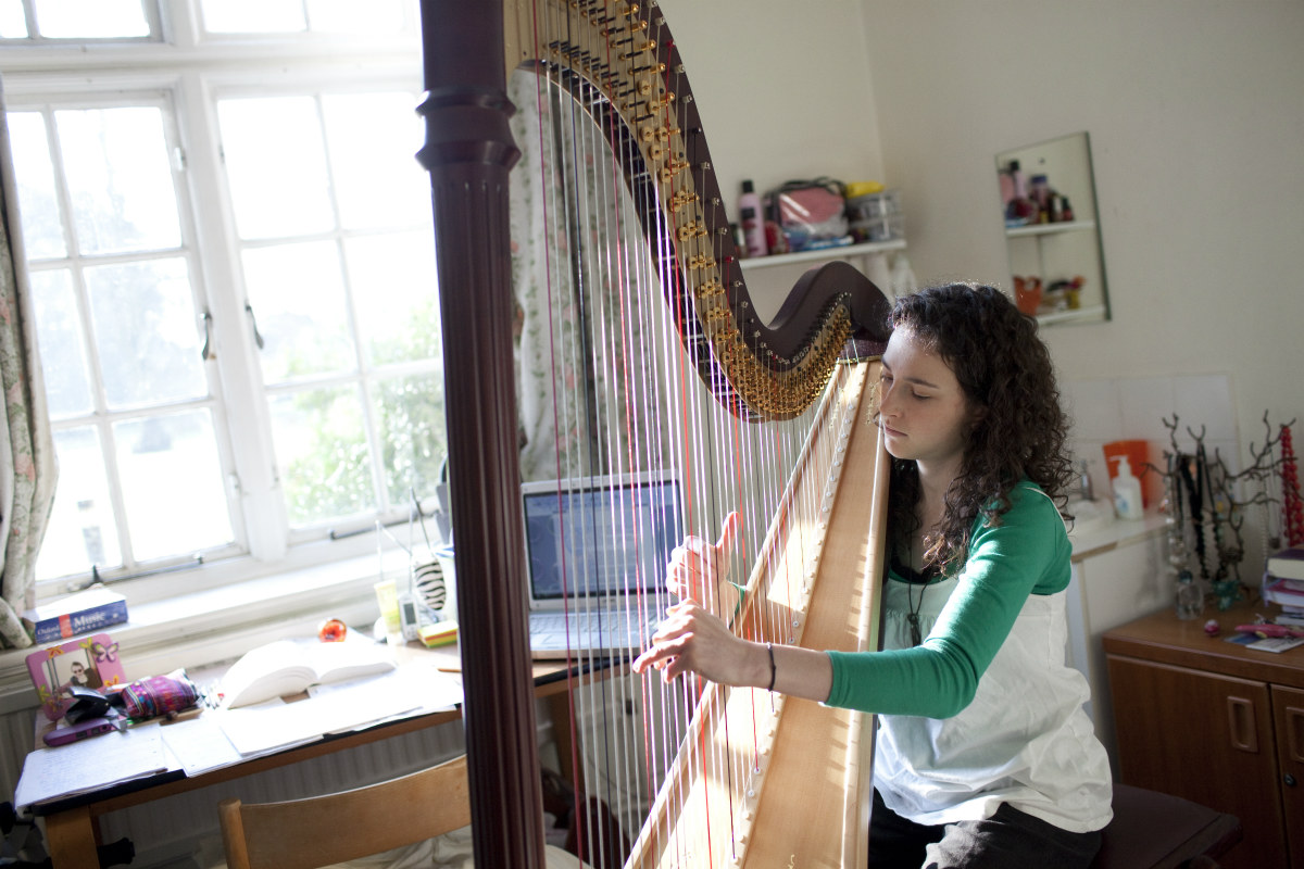Harpist playing