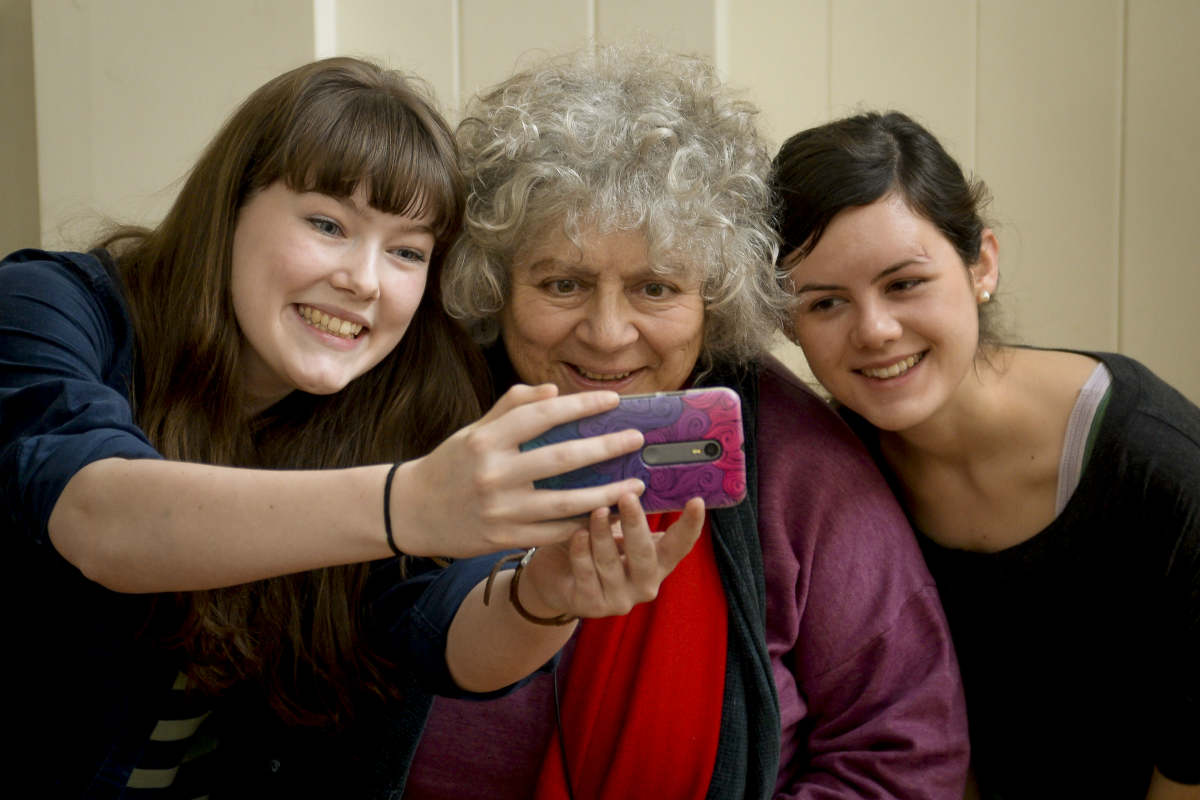 Miriam Margolyes and students