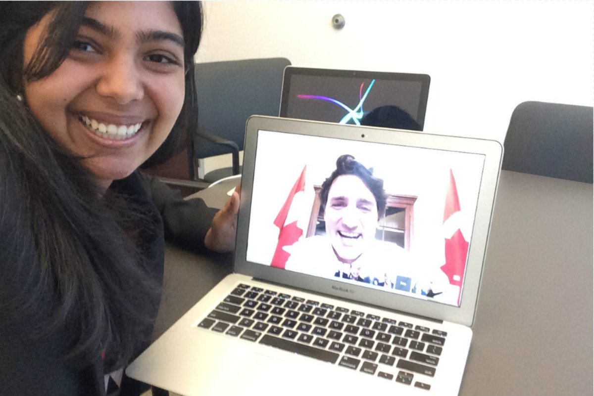 Umang Khandelwal on Google Hangout with Justin Trudeau, Prime Minister of Canada
